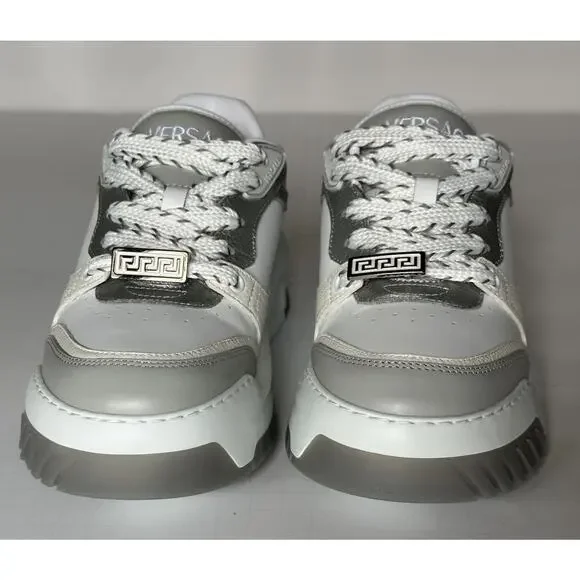 Versace Odissea Mens Leather White/Gray Sneakers 11.5 US (44.5) 1015437 NIB $950
